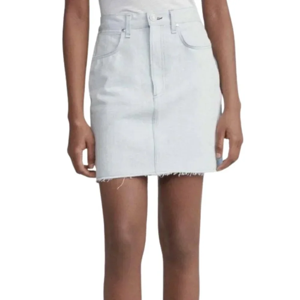 NWT Rag & Bone Moss Raw Hem Denim Mini Skirt in Double Blues